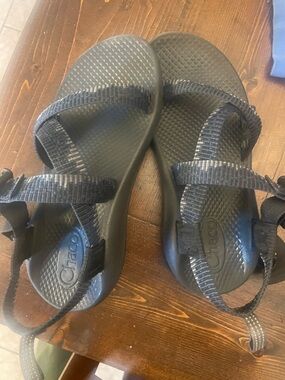 Chaco Black and Gray Sport Sandals with Patterned Webbing